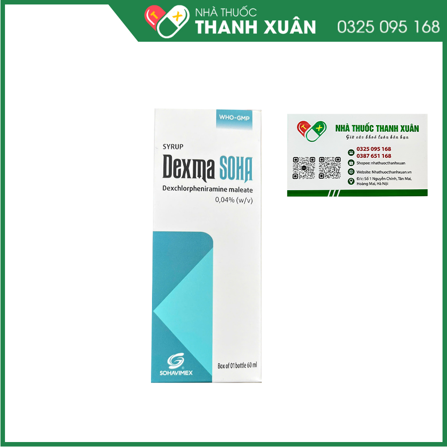 Dexma Soha điều trị các triệu chứng dị ứng như viêm mũi, viêm kết mạc dị ứng, mày đay và hỗ trợ sau phản vệ